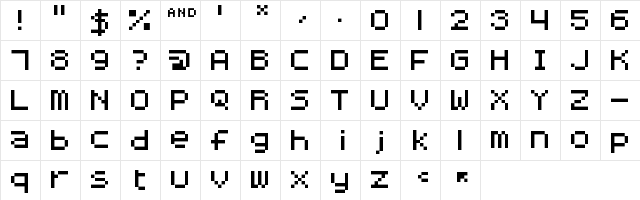 8-bit fortress Regular  glyph index