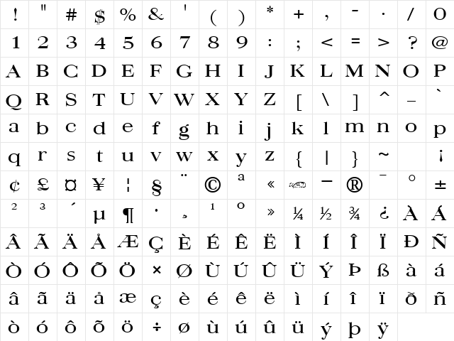 Quantas Broad Regular  glyph index