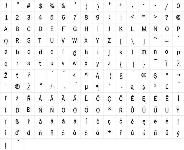 FranklinGotItcTEEBooCon Regular  glyph index