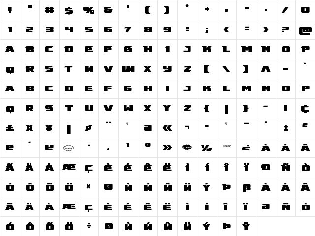 Emissary Condensed Condensed  glyph index