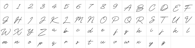 BlueSign Regular  glyph index