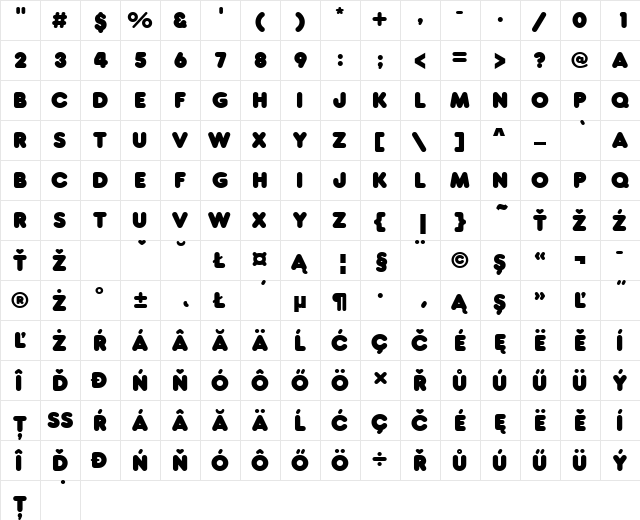 FrankfurterDEE Regular  glyph index