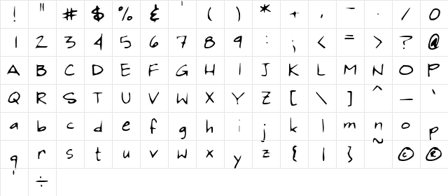 PenPalOne4 Regular  glyph index