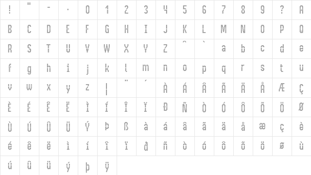 BusMatrix Condensed Condensed  glyph index