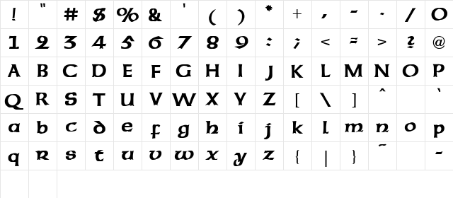 CORSAGE Regular  glyph index