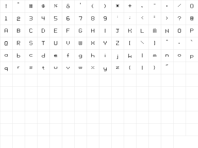 tama ss01 Regular  glyph index