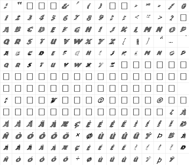 FZ JAZZY 24 STRIPED ITALIC Normal  glyph index