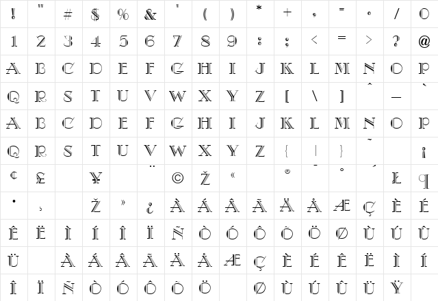 Chic Normal  glyph index