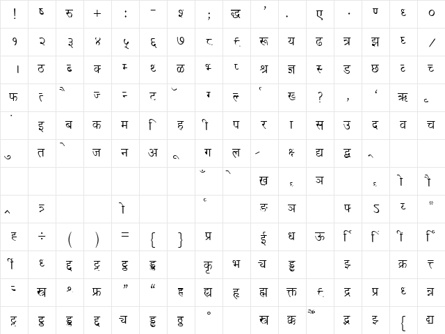 DevLys 020 Normal  glyph index
