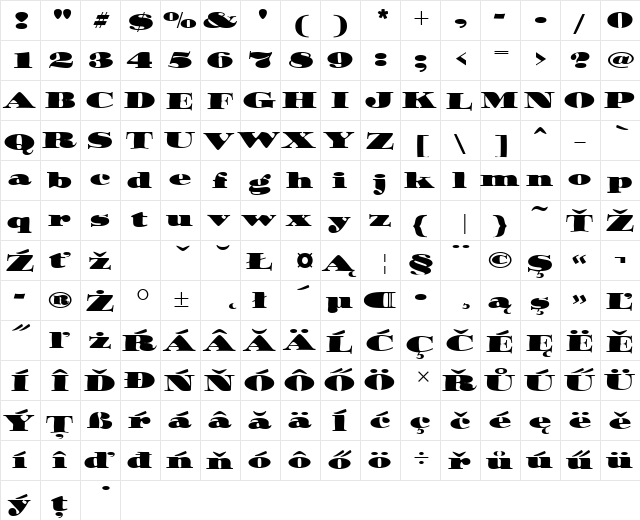 OzwaldItcDEE Regular  glyph index