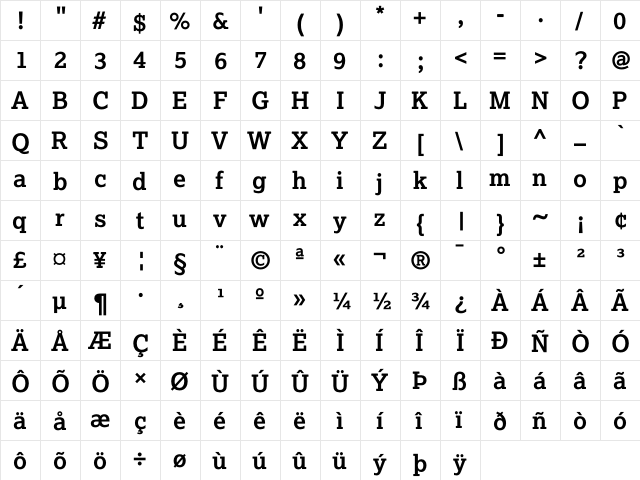 Lexia DaMa Bold  glyph index