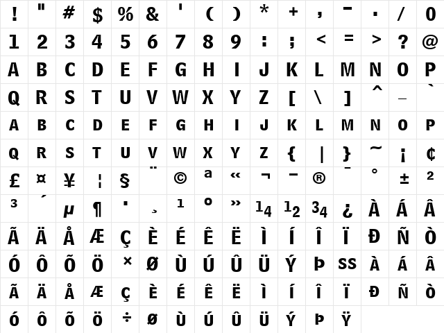 BellCentennialListingAlternate Bold  glyph index