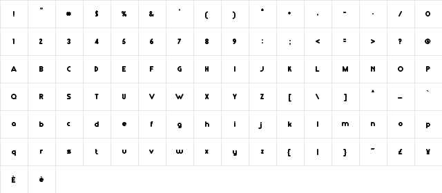 RM Playtime solid Regular  glyph index