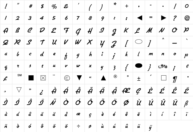 Cg Gillies Gothic Bold Regular  glyph index
