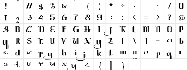 Jawa Palsu Regular  glyph index