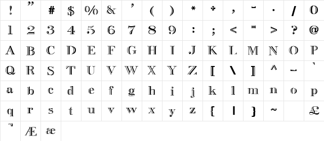Gresham Regular  glyph index