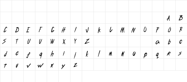 ENDLESS BUMMER Regular  glyph index