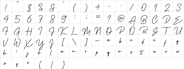 Wiliam Signature Regular  glyph index