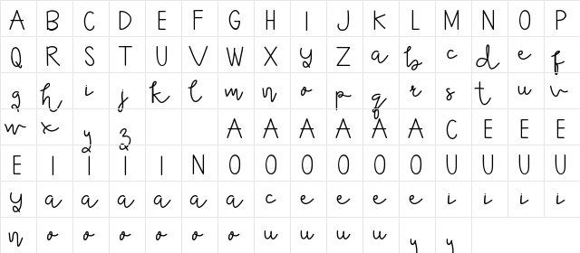 Wavaca Demo Regular  glyph index