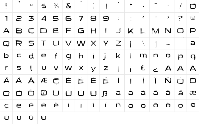 Sui Generis Gaunt Regular  glyph index