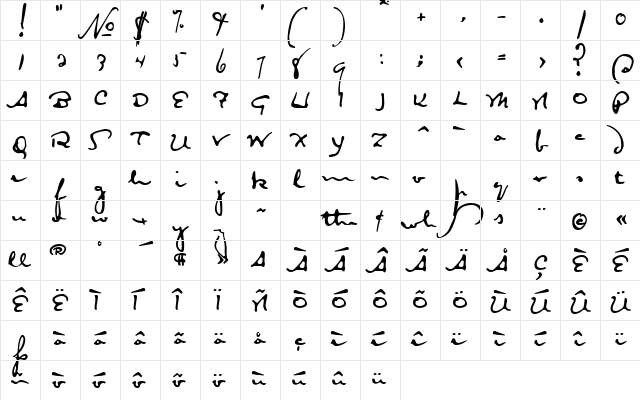 Lanier SC Regular  glyph index