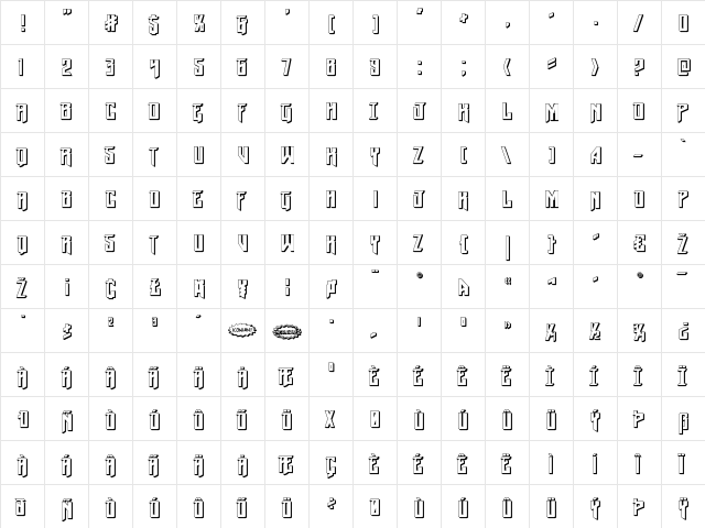 Winter Solstice 3D Regular  glyph index