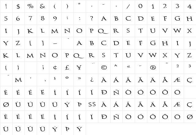 BathingBeauty66 Regular  glyph index