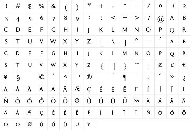 Ela Sans SemiBold Caps Regular  glyph index