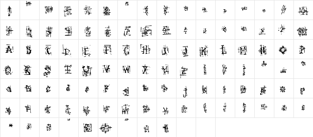 Armaggedon Industrial Regular  glyph index
