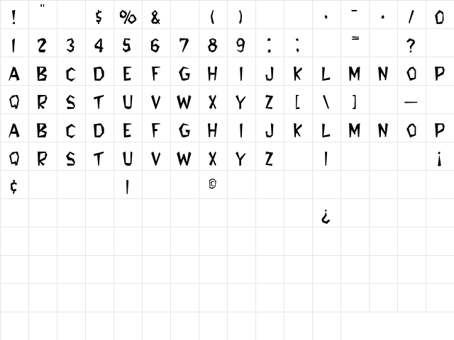 Bedrock Light  glyph index