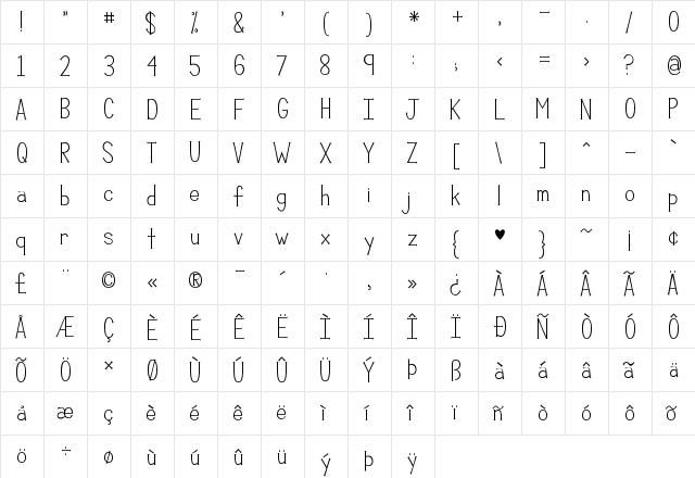 KG Compassion Regular  glyph index