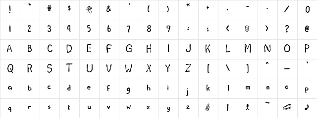 Jim teacher Regular  glyph index
