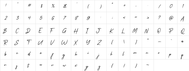 Rock Bottom Regular  glyph index