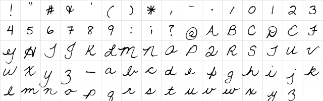 Leaf Queen scripty  glyph index