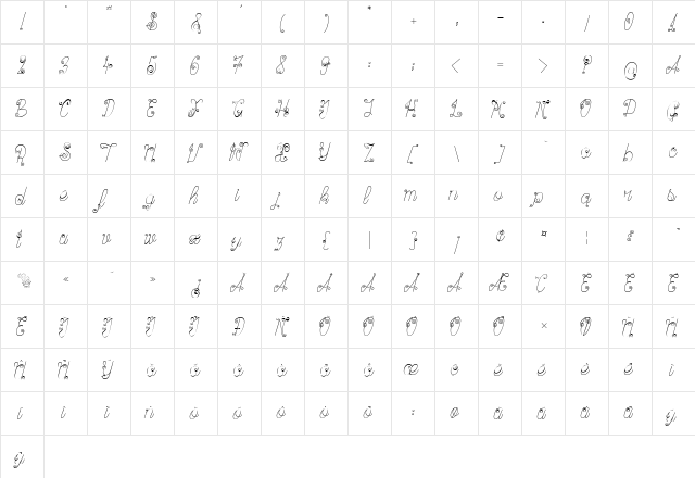 Ribambelle Regular  glyph index