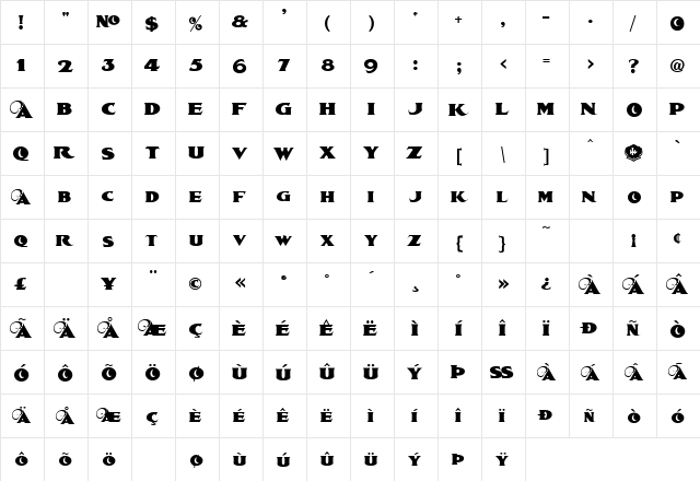 LHF Spurred Egyptian Regular  glyph index