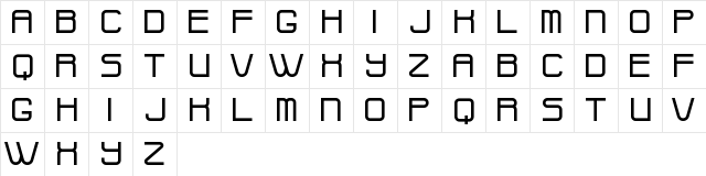 Widges Regular  glyph index