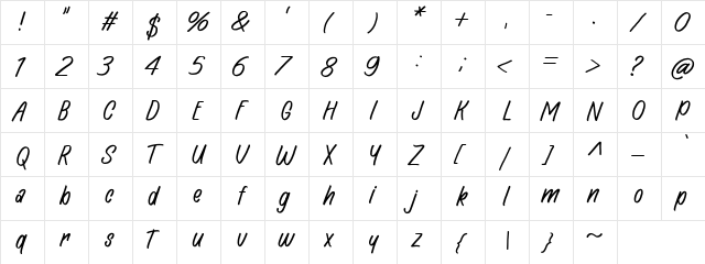 Hingar Bingar Handdrawan  glyph index