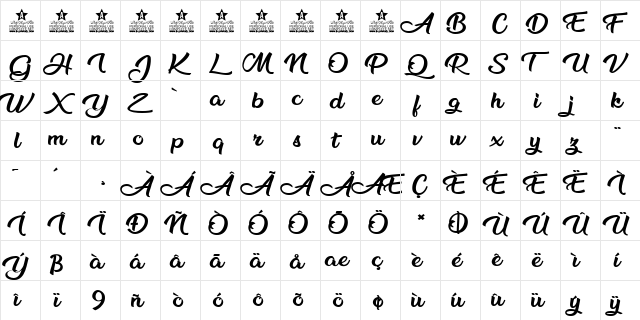 Blackberry Jam Personal Use Regular  glyph index