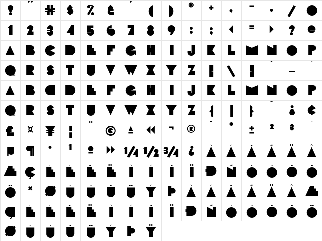 FattiPattiFLF Bold  glyph index