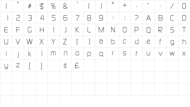 BazoukLightSSK Regular  glyph index