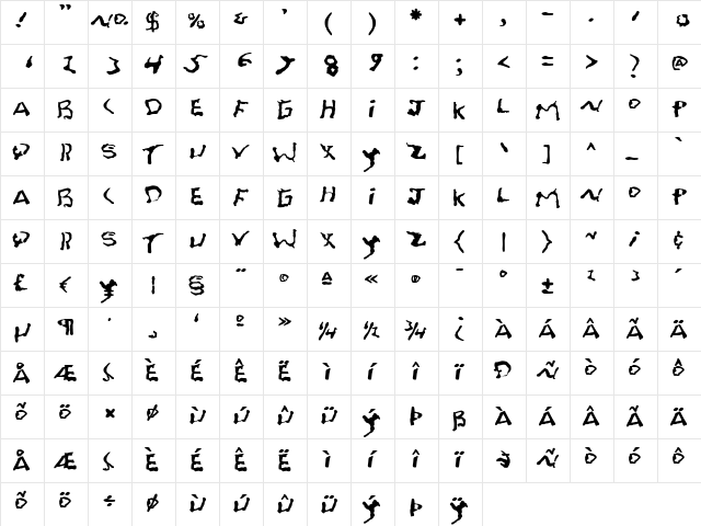 Font-On-A-Grain Regular  glyph index