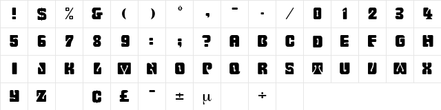 Romulan Regular  glyph index