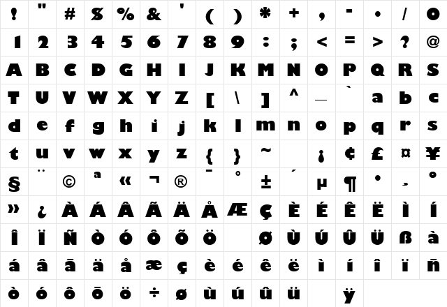 Gentle Sans Ultra Bold Regular  glyph index