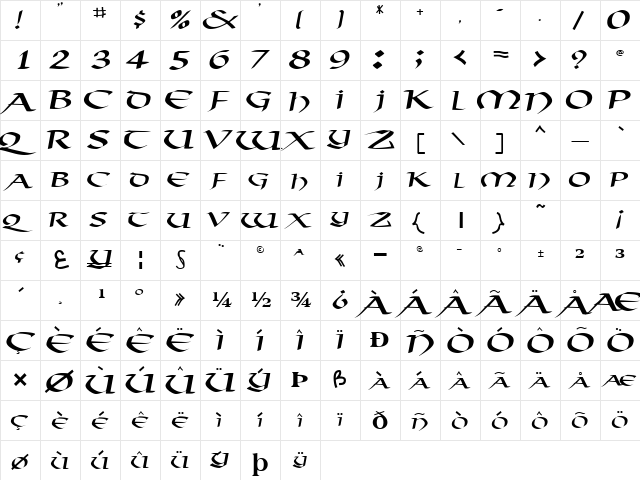 AmorosoSCapsSSK Regular  glyph index