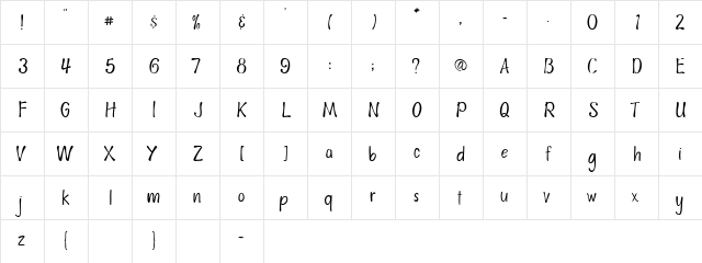 AL Featherbrained Regular  glyph index