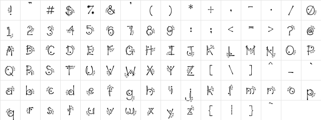 PC Wedgie Regular  glyph index