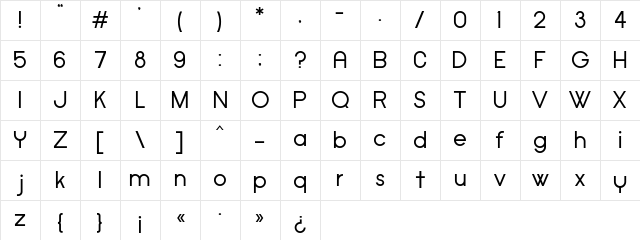 Cypher Semibold  glyph index