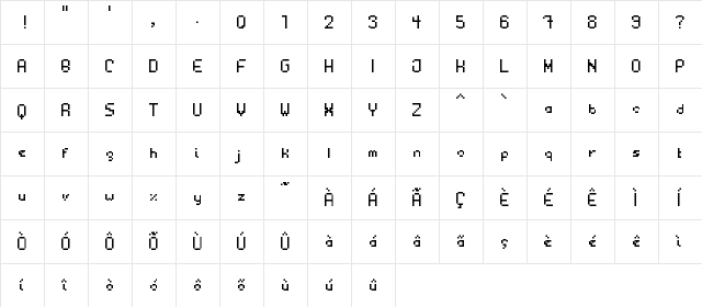 plastica Regular  glyph index