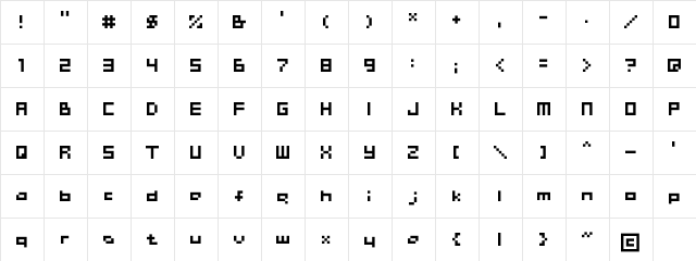 Chainreact Block Boxter Regular  glyph index